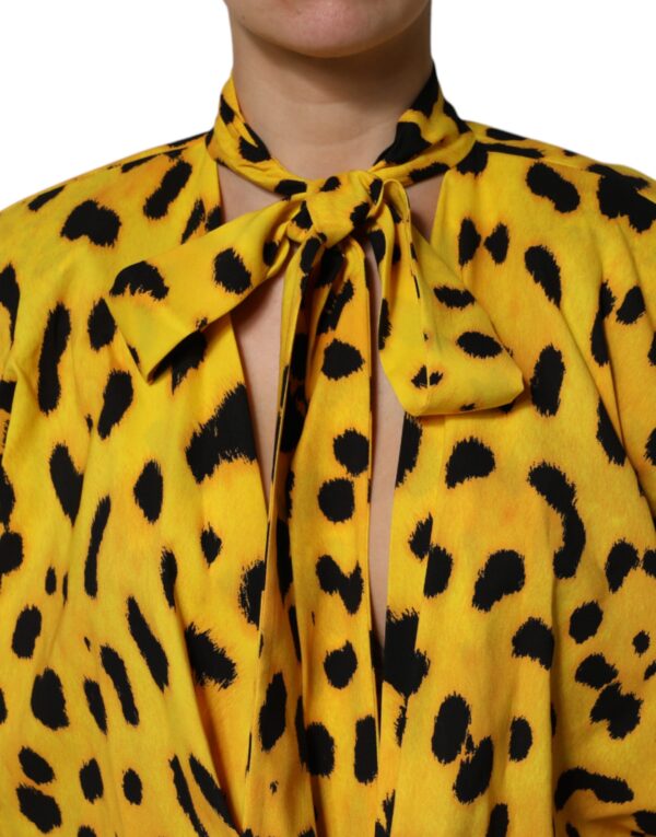 Dolce & Gabbana Yellow Leopard Long Sleeves Jumpsuit Dress - Image 5