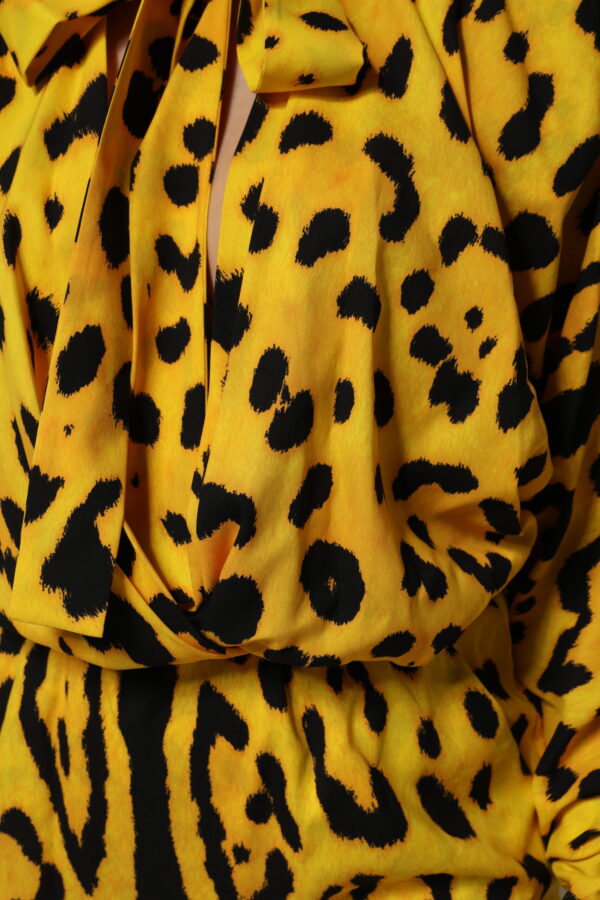 Dolce & Gabbana Yellow Leopard Long Sleeves Jumpsuit Dress - Image 6