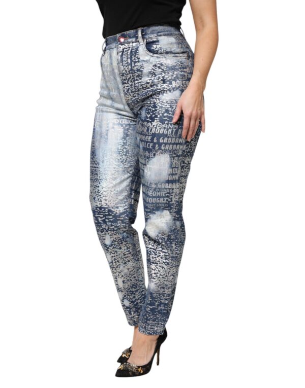 Dolce & Gabbana Blue Washed Print High Waist Denim Jeans - Image 3
