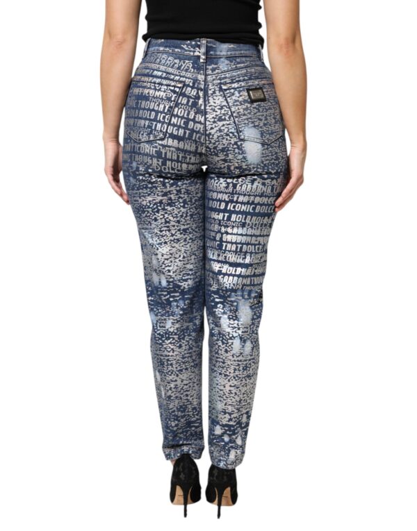 Dolce & Gabbana Blue Washed Print High Waist Denim Jeans - Image 4