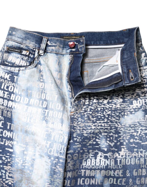 Dolce & Gabbana Blue Washed Print High Waist Denim Jeans - Image 6