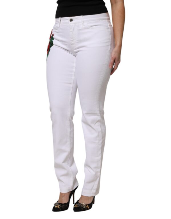 Dolce & Gabbana White Floral Sequined GIRLY Denim Jeans - Image 3