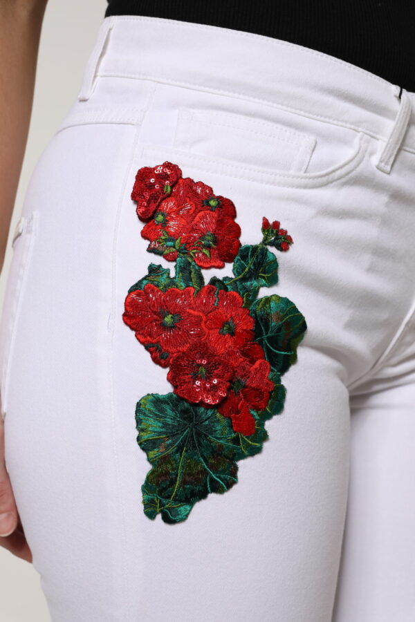 Dolce & Gabbana White Floral Sequined GIRLY Denim Jeans - Image 6