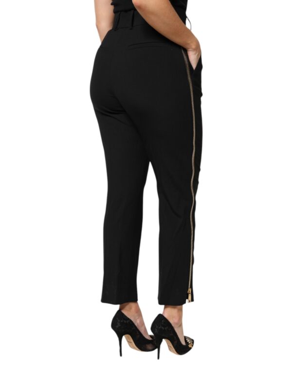 Dolce & Gabbana Black Wool High Waist Zipper Tapered Pants - Image 5
