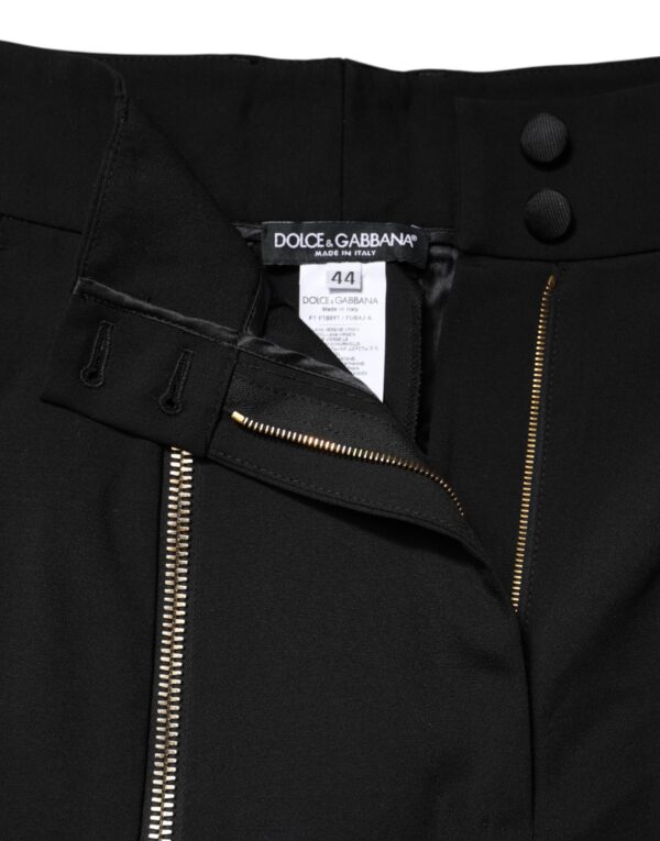 Dolce & Gabbana Black Wool High Waist Zipper Tapered Pants - Image 7