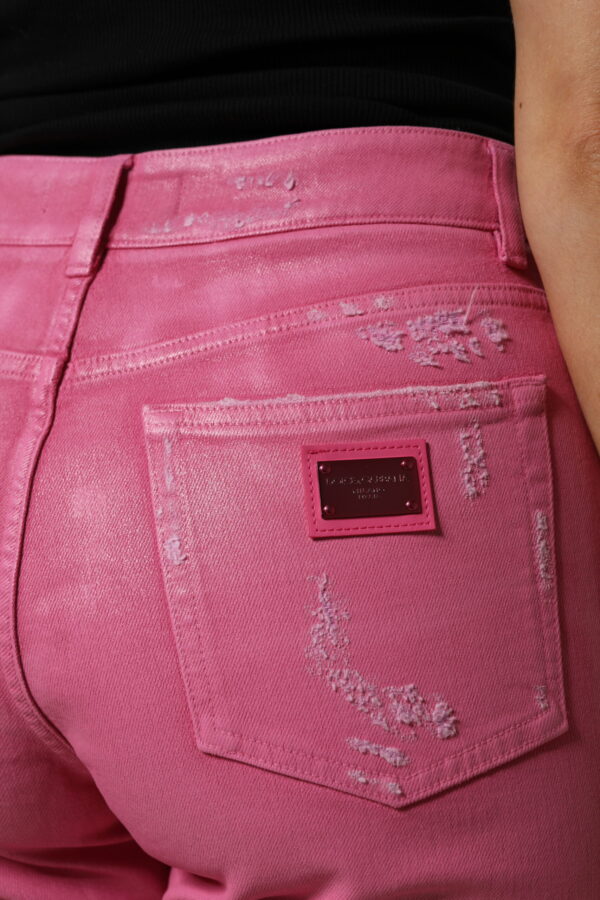 Dolce & Gabbana Pink Tattered Mid Waist Tapered Denim Jeans - Image 5
