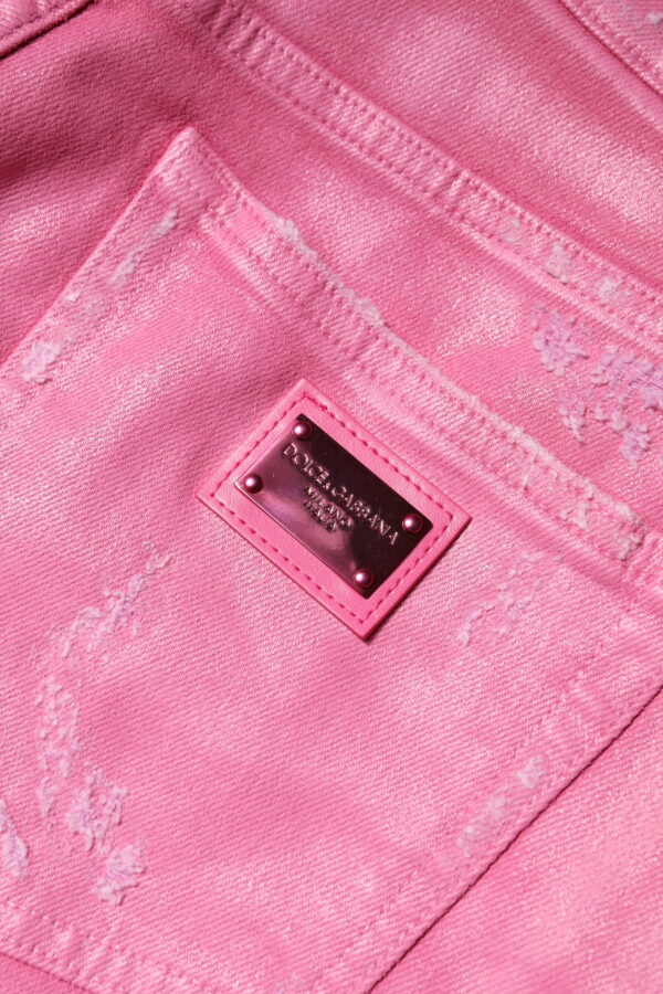 Dolce & Gabbana Pink Tattered Mid Waist Tapered Denim Jeans - Image 7