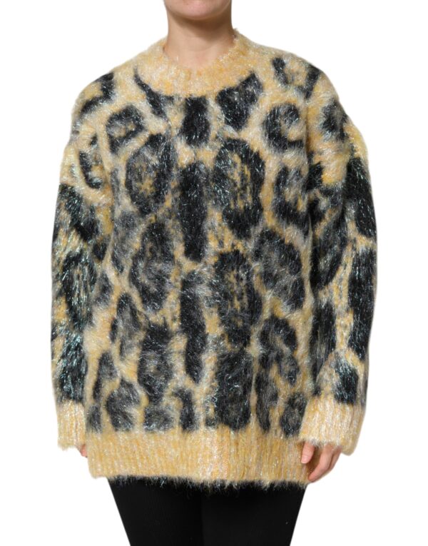 Dolce & Gabbana Multicolor Leopard Mohair Crew Neck Sweater - Image 2