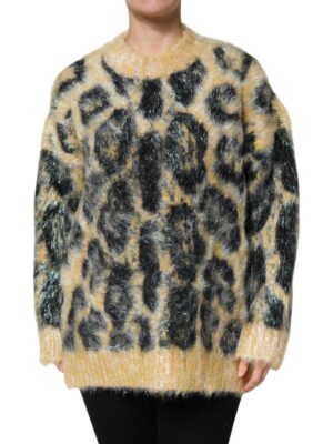 Dolce & Gabbana Multicolor Leopard Mohair Crew Neck Sweater