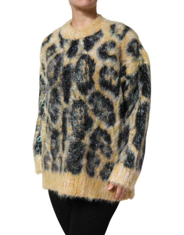 Dolce & Gabbana Multicolor Leopard Mohair Crew Neck Sweater - Image 3