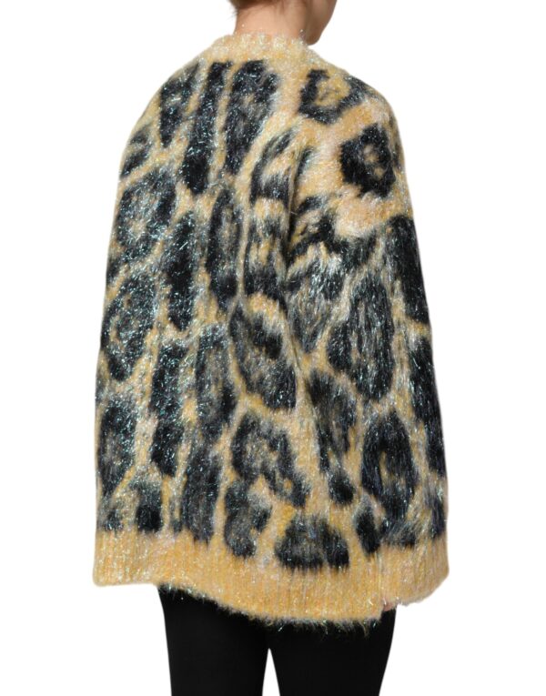 Dolce & Gabbana Multicolor Leopard Mohair Crew Neck Sweater - Image 5