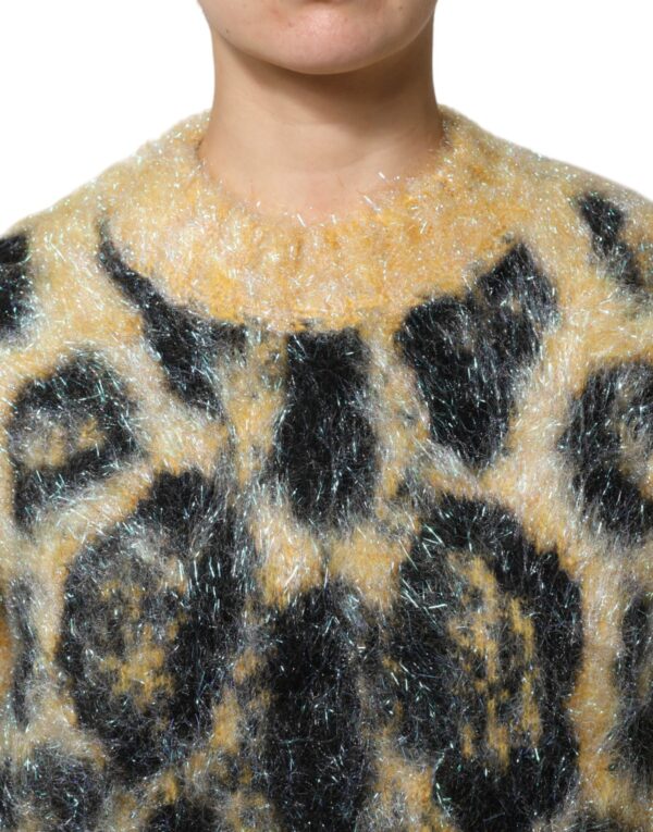 Dolce & Gabbana Multicolor Leopard Mohair Crew Neck Sweater - Image 6