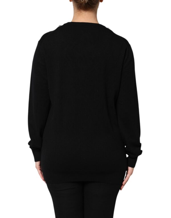 Dolce & Gabbana Black Cashmere Crystal Embellished Sweater - Image 4