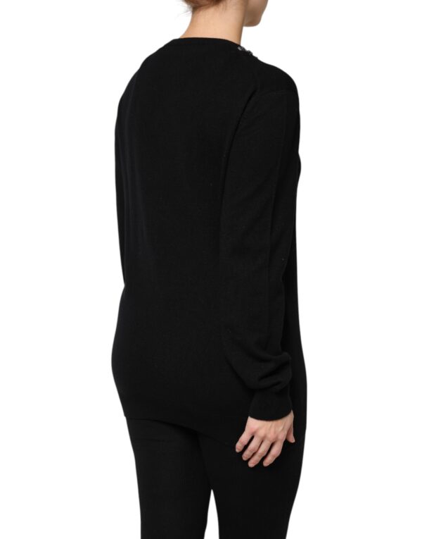 Dolce & Gabbana Black Cashmere Crystal Embellished Sweater - Image 5
