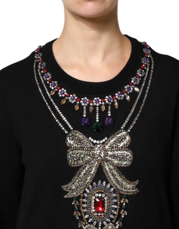 Dolce & Gabbana Black Cashmere Crystal Embellished Sweater - Image 6