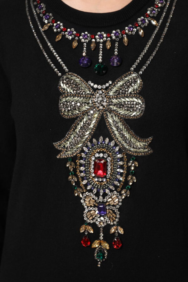 Dolce & Gabbana Black Cashmere Crystal Embellished Sweater - Image 7