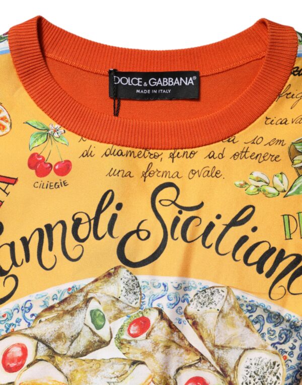 Dolce & Gabbana Orange Cannoli Sicilian Silk Crew Neck Top - Image 7