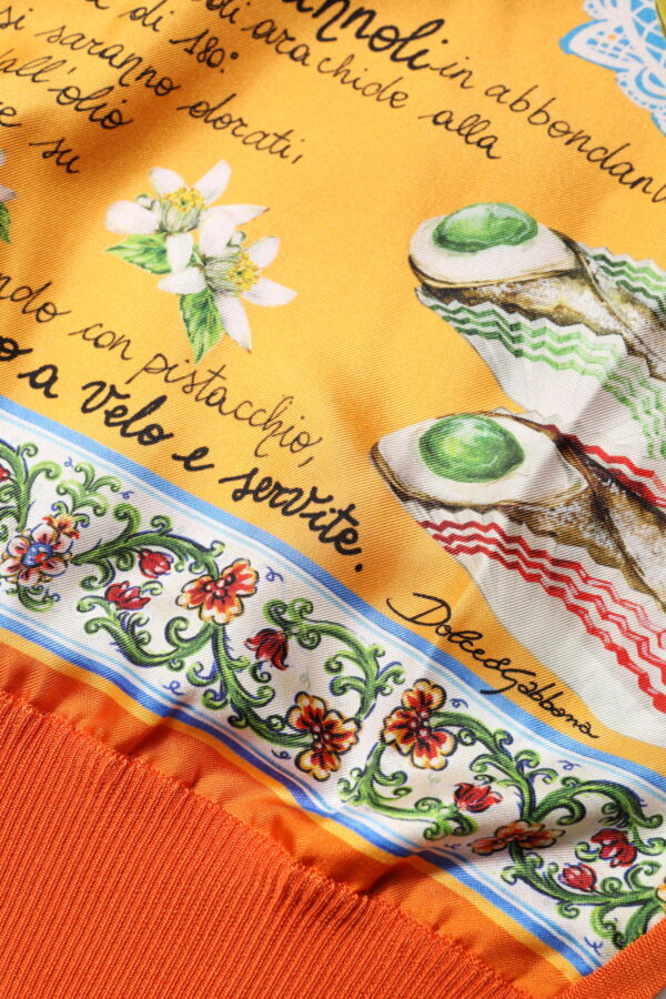 Dolce & Gabbana Orange Cannoli Sicilian Silk Crew Neck Top - Image 8