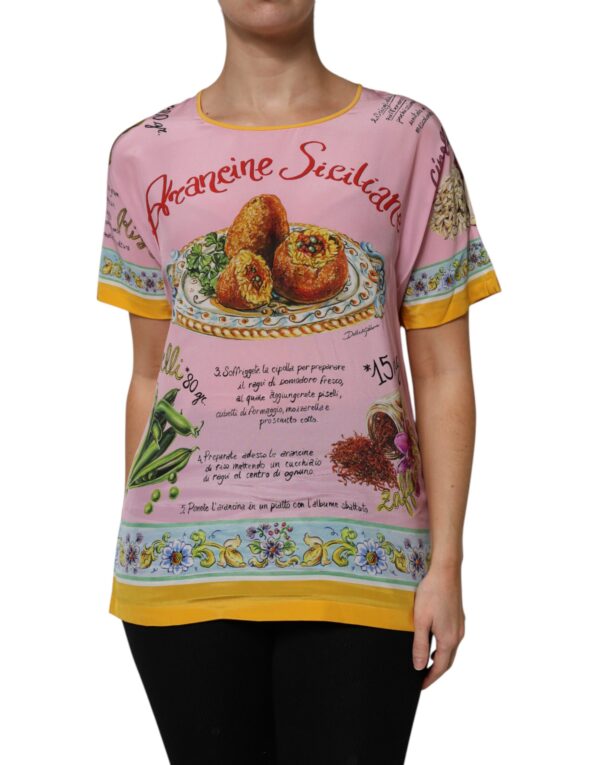 Dolce & Gabbana Pink Araneine Siciliana Short Sleeves Top - Image 2