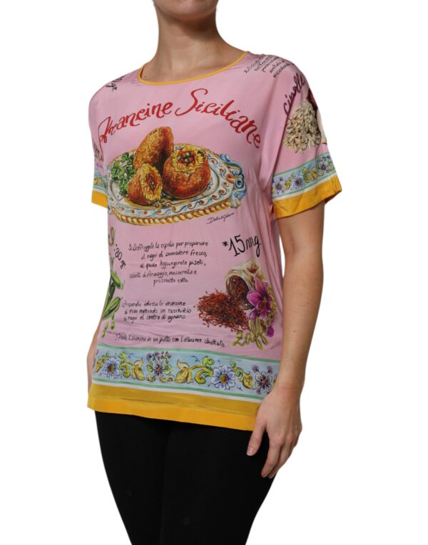 Dolce & Gabbana Pink Araneine Siciliana Short Sleeves Top - Image 3