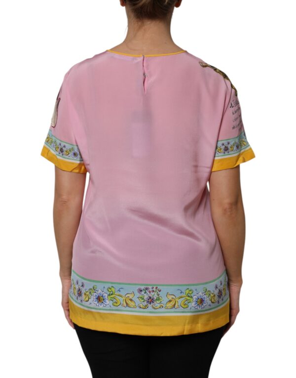 Dolce & Gabbana Pink Araneine Siciliana Short Sleeves Top - Image 4