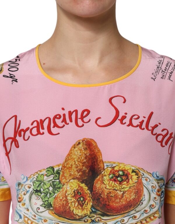 Dolce & Gabbana Pink Araneine Siciliana Short Sleeves Top - Image 5