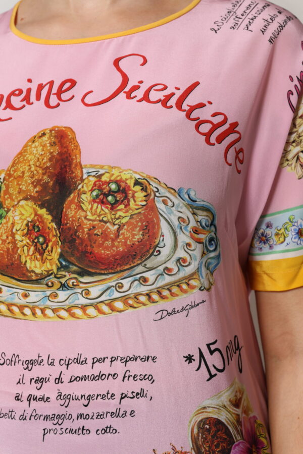 Dolce & Gabbana Pink Araneine Siciliana Short Sleeves Top - Image 6