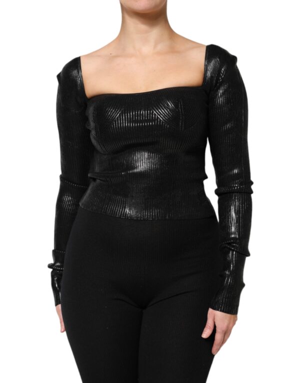 Dolce & Gabbana Black Viscose Long Sleeves Fitted Blouse Top - Image 2