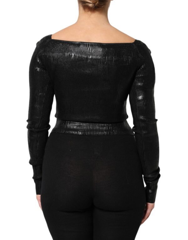 Dolce & Gabbana Black Viscose Long Sleeves Fitted Blouse Top - Image 4