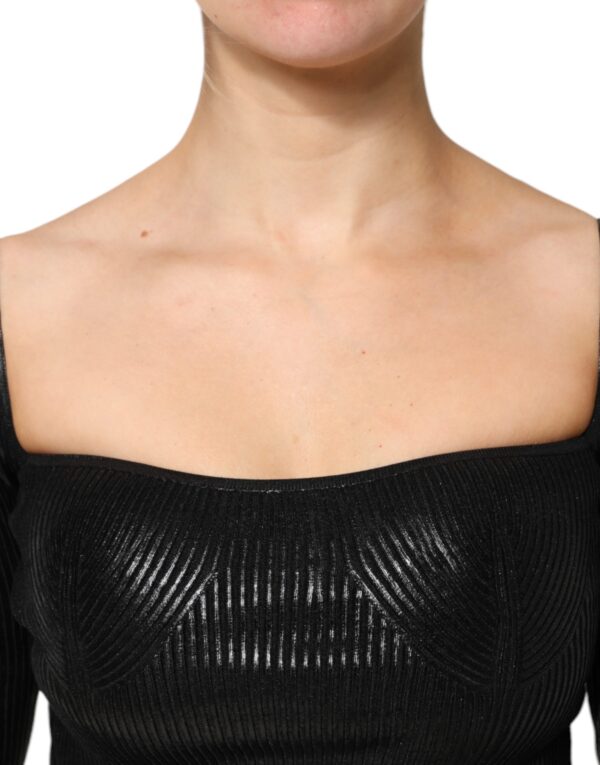 Dolce & Gabbana Black Viscose Long Sleeves Fitted Blouse Top - Image 5