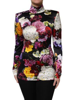 Dolce & Gabbana Multicolor Ortensies Long Sleeves Blouse Top