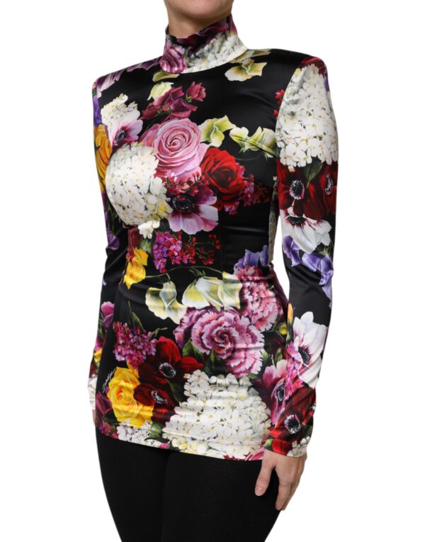 Dolce & Gabbana Multicolor Ortensies Long Sleeves Blouse Top - Image 3
