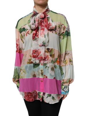 Dolce & Gabbana Multicolor Floral Patchwork Long Sleeves Top