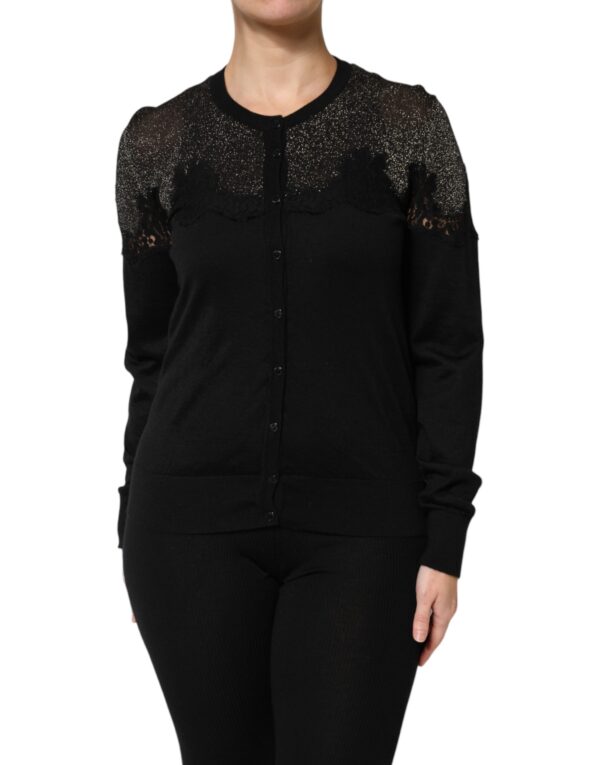 Dolce & Gabbana Black Viscose Lace Buttoned Cardigan Sweater - Image 2