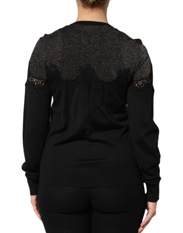 Dolce & Gabbana Black Viscose Lace Buttoned Cardigan Sweater - Image 4