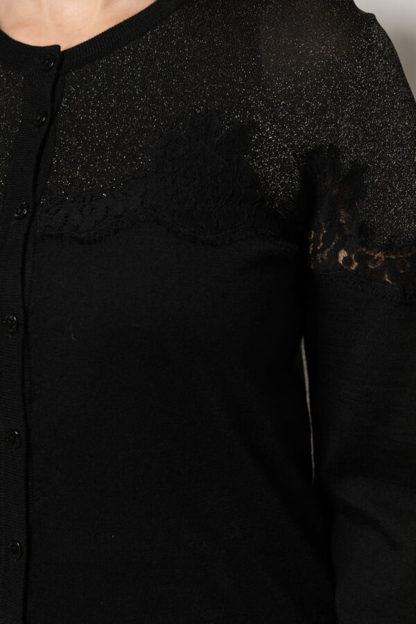 Dolce & Gabbana Black Viscose Lace Buttoned Cardigan Sweater - Image 6
