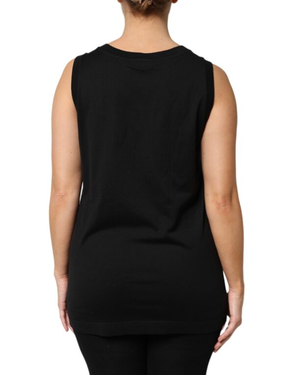 Dolce & Gabbana Black DG Embellished Sleeveless Tank Top - Image 4