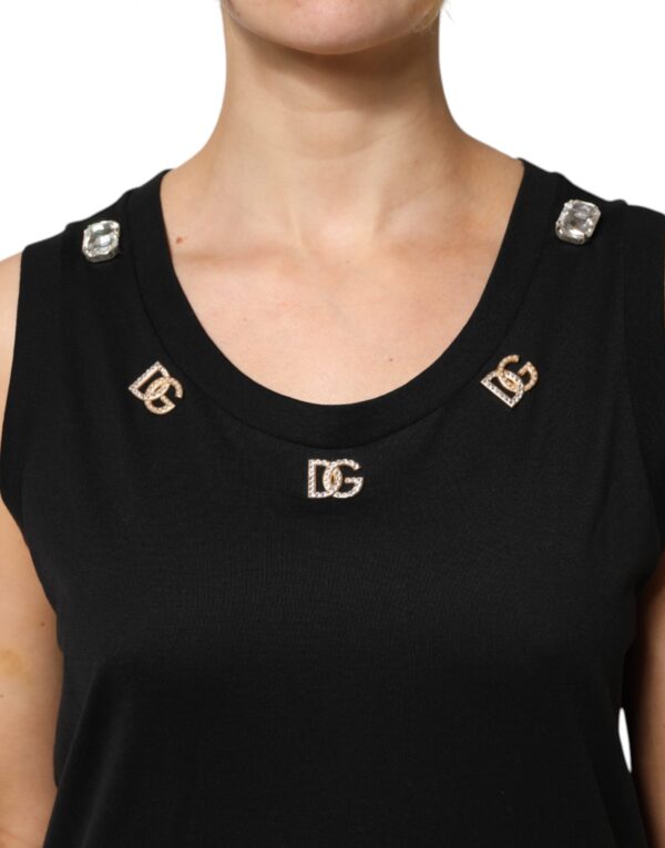 Dolce & Gabbana Black DG Embellished Sleeveless Tank Top - Image 5