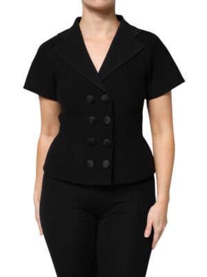 Dolce & Gabbana Black Wool Double Breasted Coat Jacket