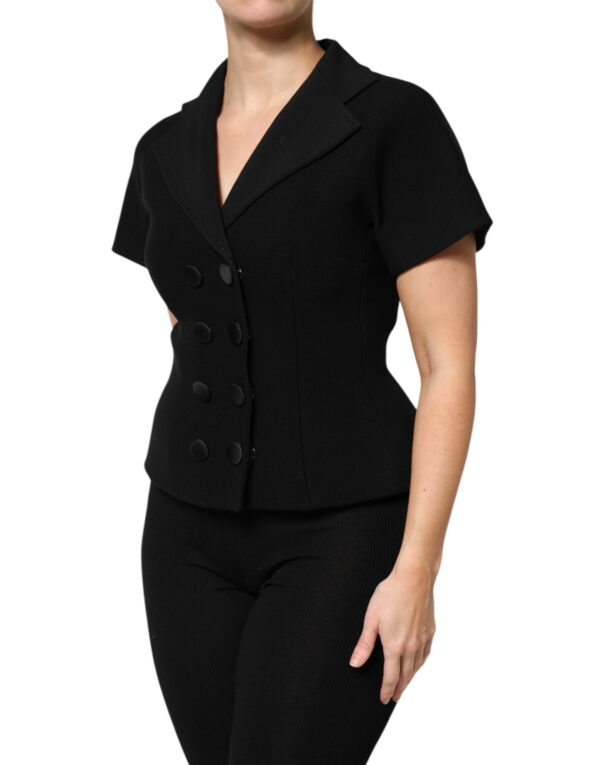 Dolce & Gabbana Black Wool Double Breasted Coat Jacket - Image 3