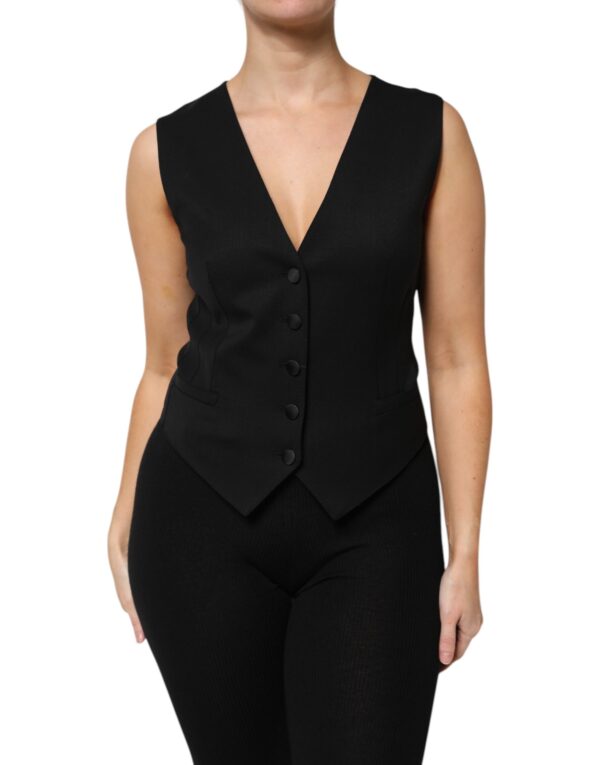 Dolce & Gabbana Black Wool Sleeveless Vest Waistcoat Top - Image 2