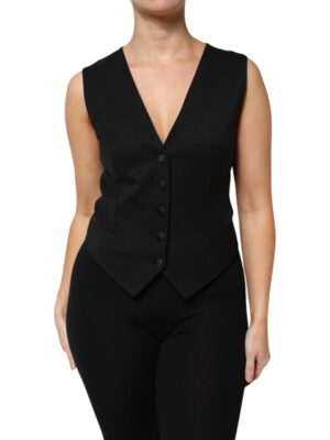 Dolce & Gabbana Black Wool Sleeveless Vest Waistcoat Top