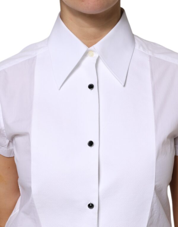 Dolce & Gabbana White Cotton Short Sleeves Collared Polo Top - Image 5