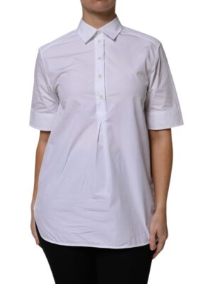 Dolce & Gabbana White Cotton Short Sleeves Collared Polo Top