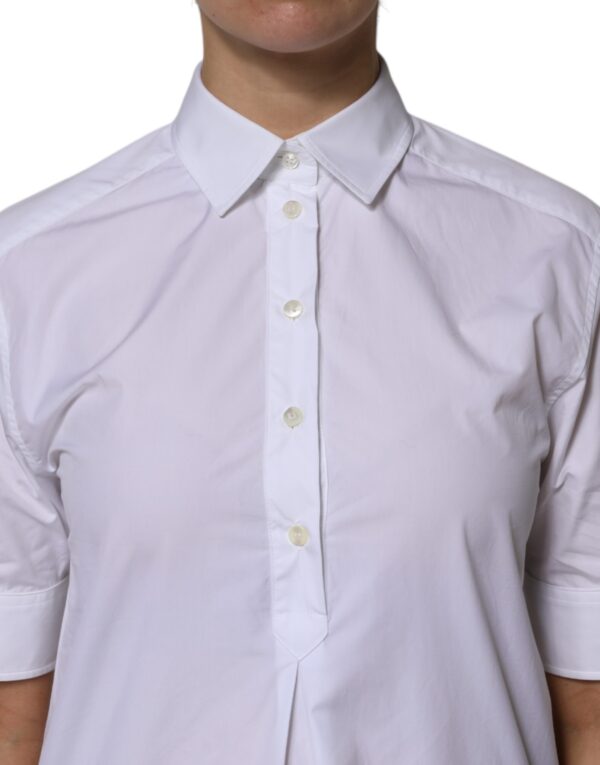 Dolce & Gabbana White Cotton Short Sleeves Collared Polo Top - Image 5