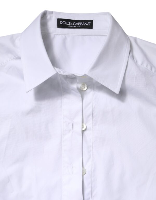 Dolce & Gabbana White Cotton Short Sleeves Collared Polo Top - Image 6
