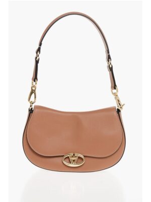 Valentino Leather Shoulder Bag with Logoed Buckle