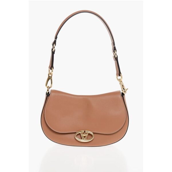 Valentino Leather Shoulder Bag with Logoed Buckle
