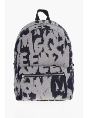 Alexander McQueen Jacquard Denim METROPOLITAN Backpack with Monogram Motif