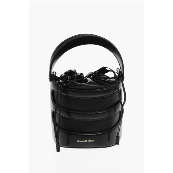 Alexander McQueen Leather THE RISE Bucket Bag with Removable Shoulder Strap